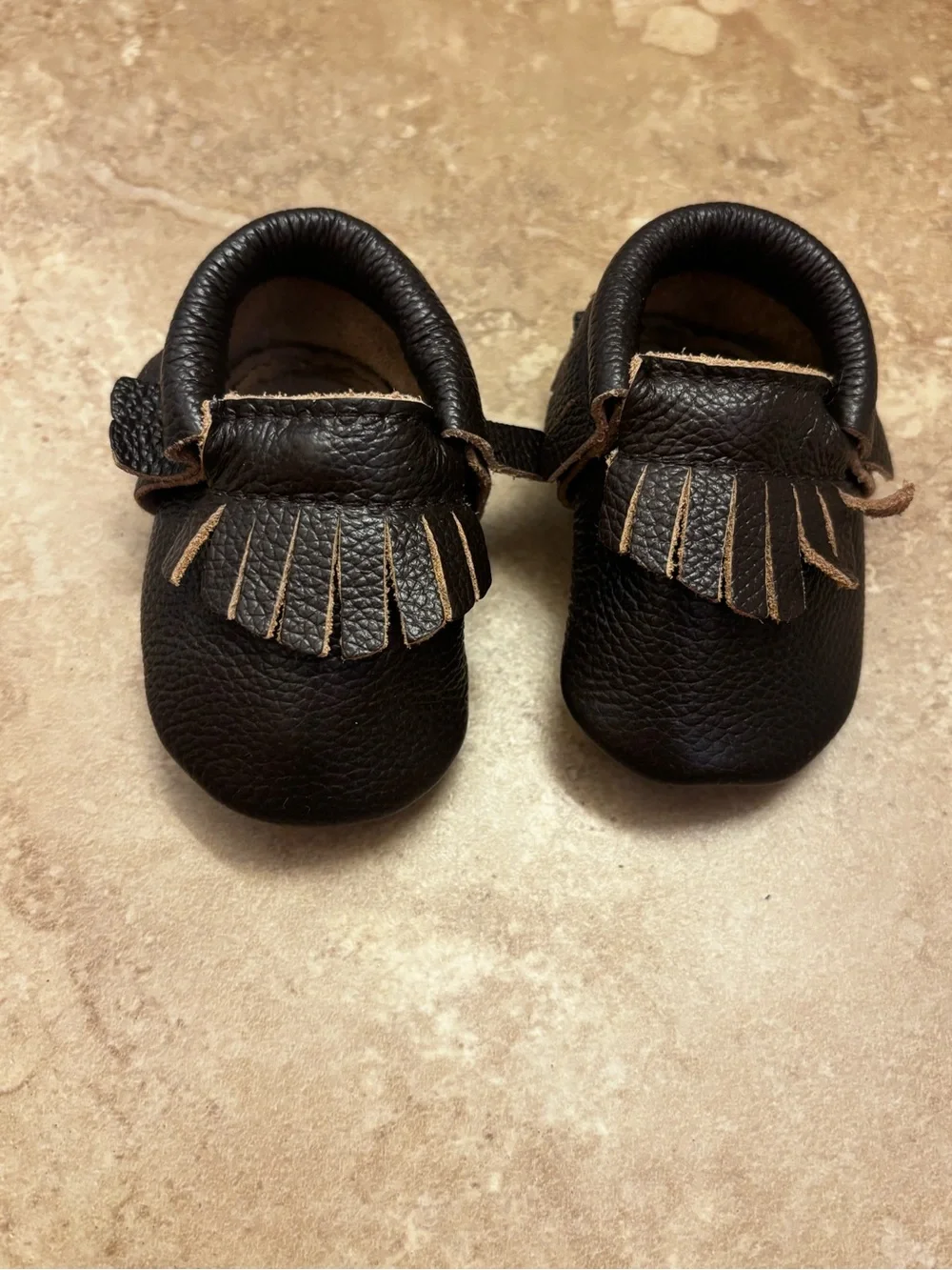 Baby brown Leather Fringe Moccasins